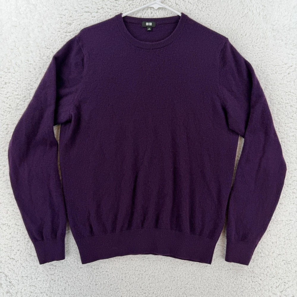 Uniqlo Sweater Mens Medium Purple 100% Cashmere Crewneck Pullover 351-400644